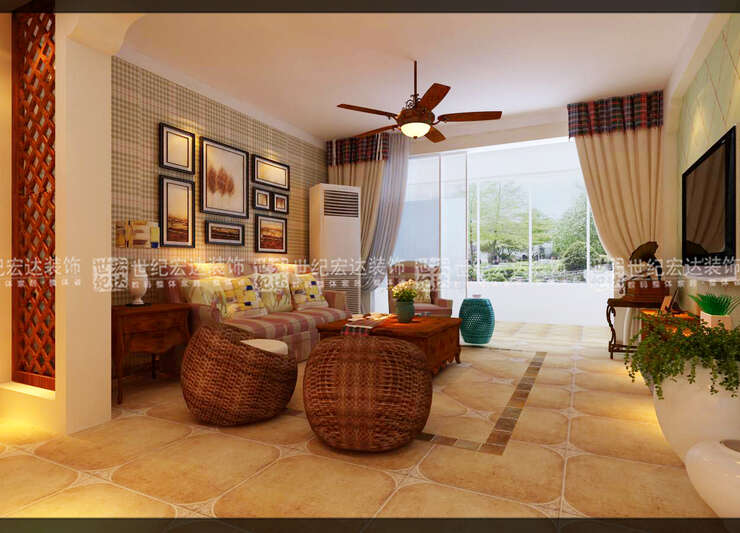 竹编的客厅小凳融合了生活家居的气息，富有造型感，又可以在此独享一片空间。