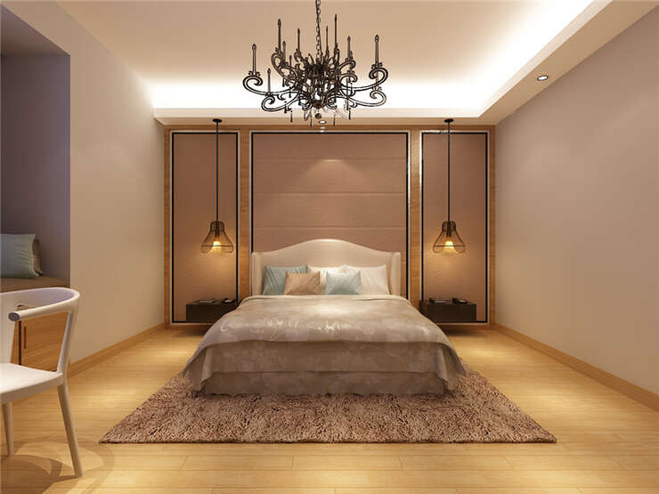 主卧室造型简单且舒适。