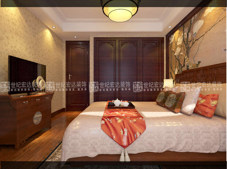 007卧室空间设色沉稳大方，以棕色系为主，布局简约流畅，给人一种放松的氛围。