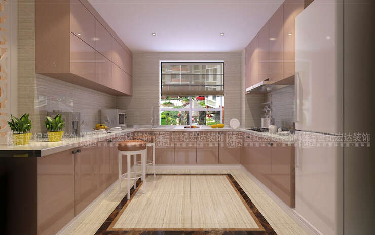 整体厨房通过改造后，非常方正宽敞明亮，并增加时尚的咖色烤漆效果。（5-济南设计师徐龙设计）